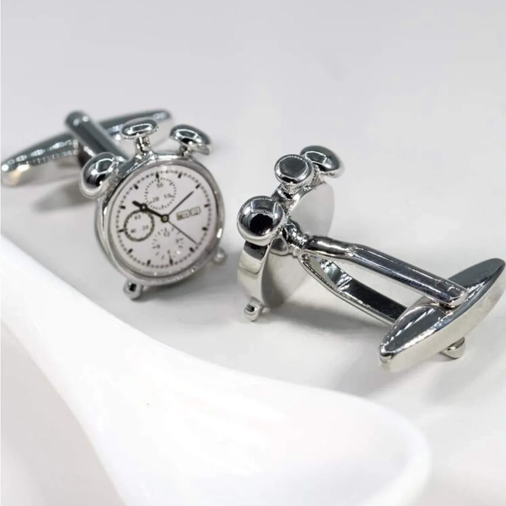 Silver Stopwatch Dial Cufflinks - Men Accessories
